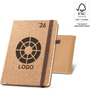 Agenda ecológica día página 2026 de corcho y elástico 14,8 x 21 cm