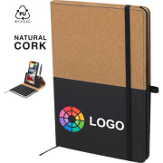 Bloc notas personalizado con soporte magnético en PU reciclado y corcho 14.7 x 21.1 cm