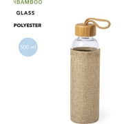 Bidón personalizado de cristal y bambú eco-friendly (500 ml)