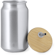 Vaso y pajita de aluminio reciclado con tapa de bambú personalizado (430 ml)