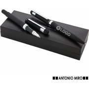 Bolígrafo y roller de aluminio con estuche con marca Antonio Miro