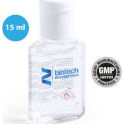 Gel hidroalcohólico personalizado con dosificador (15 ml)