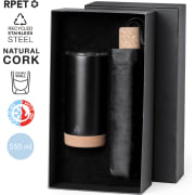 Set personalizado ecológico con paraguas antiviento y vaso térmico