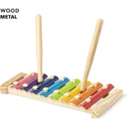 Xilófono personalizado de madera de pino y teclas metálicas multicolor