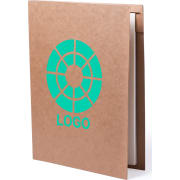 Carpeta en resistente cartón reciclado rígida y boligrafo
