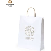 Bolsa personalizada de papel reciclado blanco 25x31x11 cm