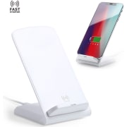Cargador inalámbrico personalizado blanco con soporte móvil