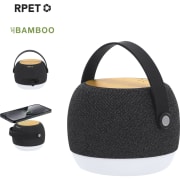 Altavoz cargador publicitario RPET/bambú con luces LED 