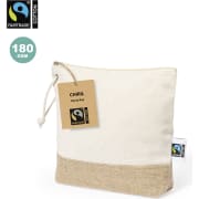 Neceser personalizado de yute laminado y algodón fairtrade natural