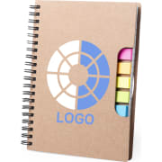 Libreta ecológica de cartón reciclado y notas adhesivas 14,6x17,7 cm