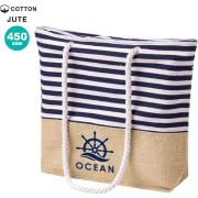 Bolsa de playa marinera de algodón y yute 450g/m2 cierre cremallera