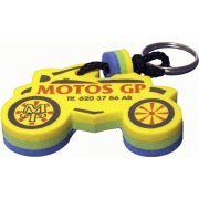 Llavero náutico flotante con silueta de moto en goma EVA personalizado con anillo