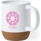 Taza de cerámica y base de corcho impresa en media taza (420 ml) blanco