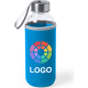 Botella de agua personalizada de cristal con funda (420 ml) azul claro
