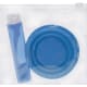 Set cepillo y vaso plegable para higiene dental en bolsa PVC con cierre zip