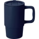 Taza cerámica acabado mate con tapadera deslizante (430 ml) azul marino