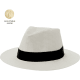 Sombrero en paja de papel blanca ajustable y personalizado alrededor de cinta