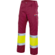 Pantalón de alta visibilidad bicolor sin forrar Velilla granate/amarillo fluor