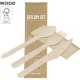 Set de 3 cubiertos de madera personalizado con servilleta