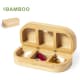 Pastillero personalizado de bambú con 3 compartimentos magnéticos