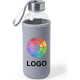 Botella de agua personalizada de cristal con funda (420 ml) gris