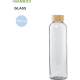 Botella eco de cristal con tapón de bambú personalizada (500 ml)