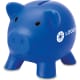 Hucha de cerdito en PVC con tapon azul