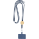 Lanyard para móvil con ajuste de bambú y mosquetón azul marino