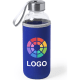 Botella de agua personalizada de cristal con funda (420 ml) azul