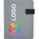 Carpeta personalizada RPET 600D con bloc y compartimentos interiores gris