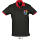Polo pique cuello y puños contrastados prince Sols 190 negro/rojo
