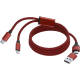 Cable cargador magnético aluminio MicroUSB/USB-C/lightning rojo