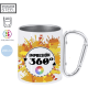 Taza de acero inox. y mosquetón impresa a todo color en 360º (220 ml)