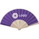Abanico de tela y varillas de madera personalizado  morado