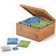 Caja para té de bambú con 4 compartimentos incluye 40 bolsitas personalizada natural