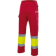 Pantalón de alta visibilidad bicolor sin forrar Velilla rojo/amarillo fluor