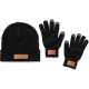 Set gorro y guantes función táctil en material acrílico elástico negro