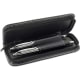 Bolígrafo y roller con estuche de cuero sintético con cremallera