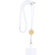 Lanyard para móvil con ajuste de bambú y mosquetón blanco