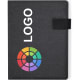 Carpeta personalizada RPET 600D con bloc y compartimentos interiores negro