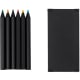 Set 6 lápices de colores en madera y estuche de cartón reciclado negro