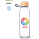 Bidón personalizado de cristal con tapón de bambú (500 ml)