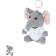 Llavero elefante de poliéster con camiseta blanca y anilla metálica