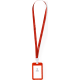 Identificador con lanyard de poliéster y PVC publicitario rojo