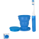 Set cepillo y vaso plegable para higiene dental en bolsa PVC con cierre zip