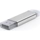 Memoria USB OTG con conexión USB-A, MicroUSB, USB-C (mín. 100) plata
