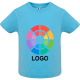 Camiseta manga corta 100% algodon peinado de niño Baby Roly azul celeste