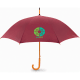 Paraguas con mango de madera personalizado apertura automática burdeos
