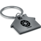 Llavero personalizado con forma de casa de acero inox y plástico negro