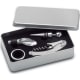 Set vino en caja de metal plata mate